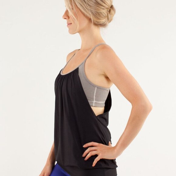 Lululemon No Limits Tank  - Tonka Stripe Cashew & Heathered Black - US 6 - Picture 2 of 10